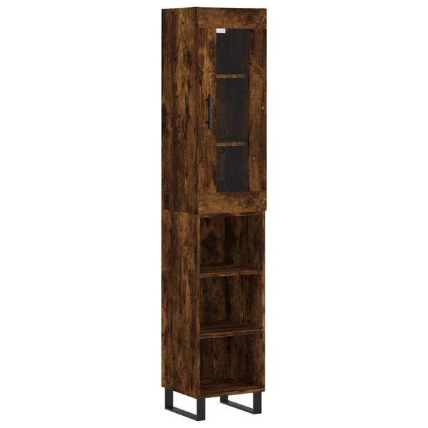 vidaXL Buffet haut Ch&ecirc;ne fum&eacute; 34,5x34x180 cm Bois d'ing&eacute;nierie
