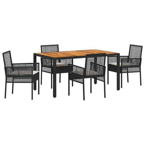 vidaXL Ensemble de salle &agrave; manger pour jardin 5 pcs Noir polyrotin