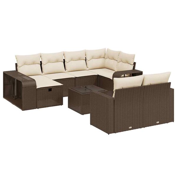 vidaXL Salon de jardin et coussins 11 pcs marron r&eacute;sine tress&eacute;e