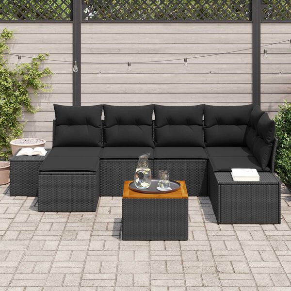 vidaXL Ensemble de canapé de jardin 7 pcs Noir