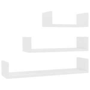 vidaXL &Eacute;tag&egrave;res murales 3 pcs Blanc Bois d'ing&eacute;nierie
