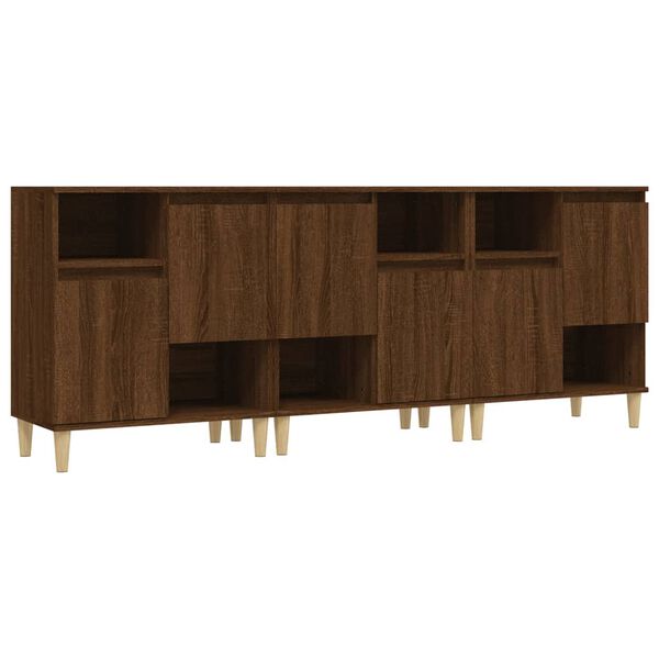 vidaXL Buffets 3 pcs ch&ecirc;ne marron 60x35x70 cm bois d'ing&eacute;nierie