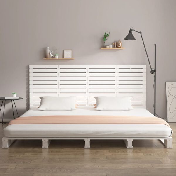 vidaXL T&ecirc;te de lit murale Blanc 186x3x91,5 cm Bois massif de pin