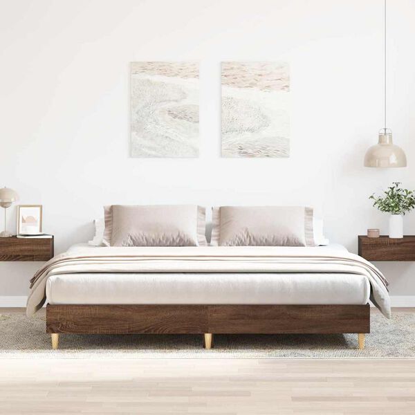 vidaXL Cadre de lit sans matelas ch&ecirc;ne marron 200x200 cm