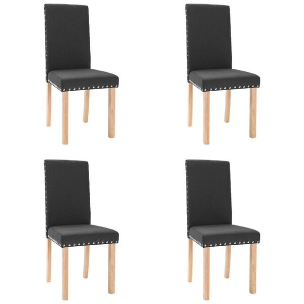 vidaXL Chaises &agrave; manger lot de 4 noir tissu