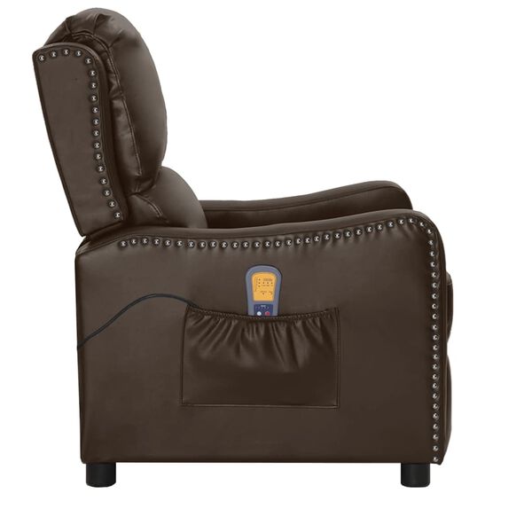 vidaXL Fauteuil de massage Marron Similicuir brillant
