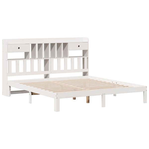 vidaXL Lit biblioth&egrave;que sans matelas blanc 180x200 cm bois pin massif