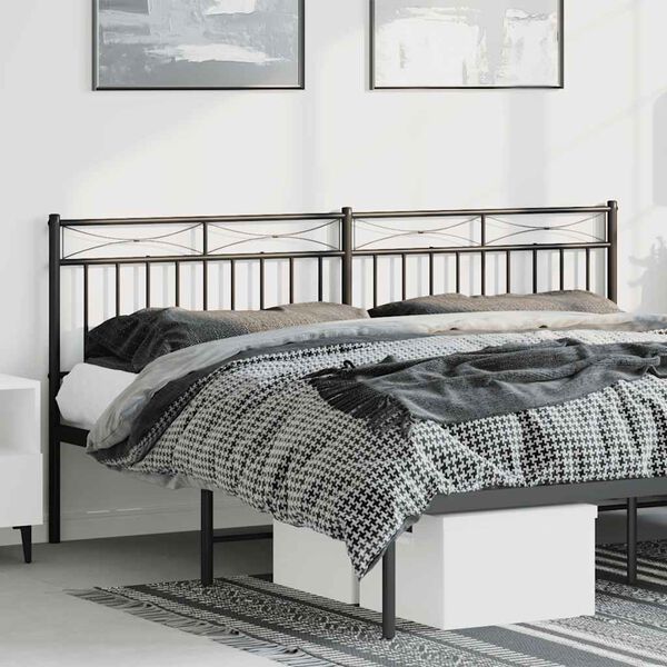 vidaXL T&ecirc;te de lit de remplacement m&eacute;tal noir 180 cm