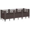 vidaXL Jardini&egrave;re avec piquets marron 123,5x43,5x43,5 cm PP