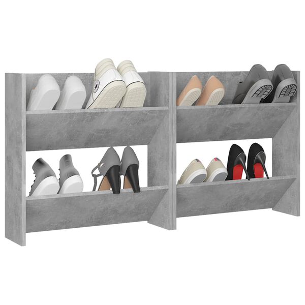 vidaXL Armoires &agrave; chaussures murales 2 pcs Gris b&eacute;ton 60x18x60 cm