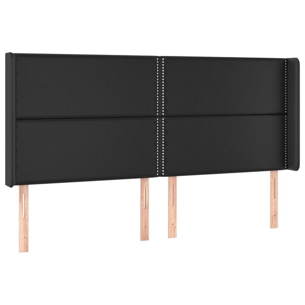 vidaXL Tête de lit avec oreilles Noir 203x16x118/128 cm Similicuir