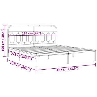 vidaXL Cadre de lit métal sans matelas et tête de lit blanc 183x213 cm