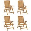 vidaXL Chaises de jardin inclinables lot de 4 bois massif de teck