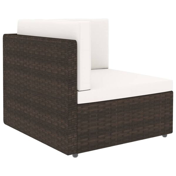 vidaXL Salon de jardin 5 pcs avec coussins Marron R&eacute;sine tress&eacute;e
