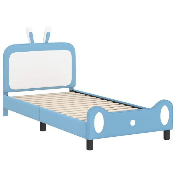 vidaXL Cadre de lit pour enfants avec t&ecirc;te de lit Bleu 90 x 190 cm PU