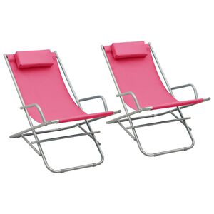vidaXL Chaises &agrave; bascule lot de 2 Acier Rose