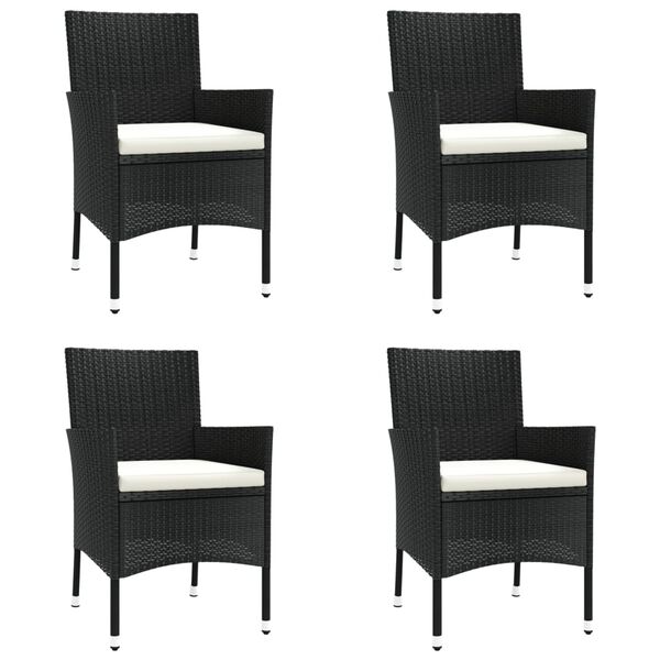 vidaXL Ensemble &agrave; manger de jardin coussins 5pcs Noir R&eacute;sine tress&eacute;e