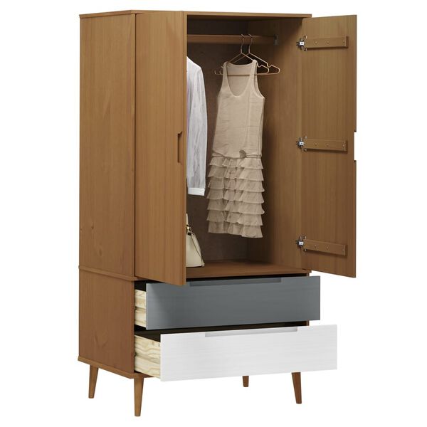 vidaXL Garde-robe MOLDE Marron 90x55x175 cm Bois massif de pin