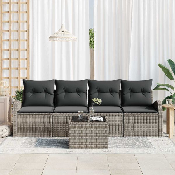 vidaXL Ensemble de canap&eacute; de jardin Gris 55 x 55 x 37 cm polyrotin