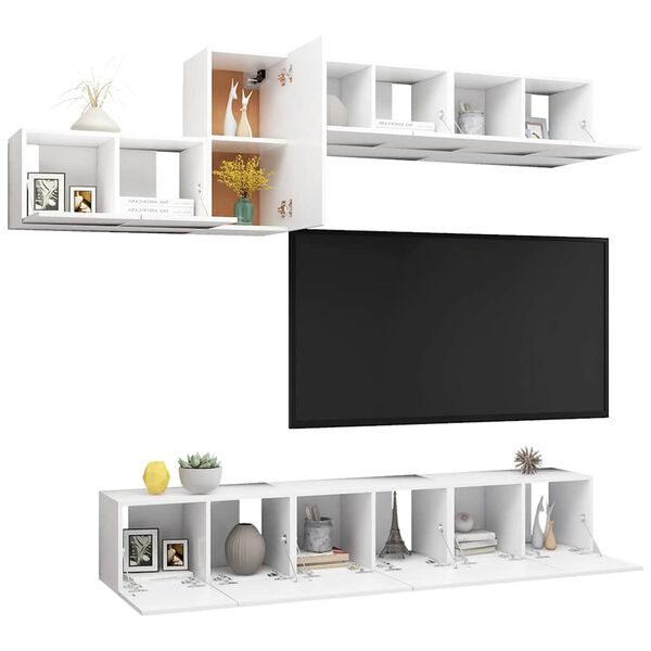 vidaXL Ensemble de meubles TV 7 pcs Blanc Bois d'ing&eacute;nierie