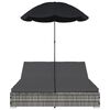 vidaXL Chaise longue d'ext&eacute;rieur avec parasol R&eacute;sine tress&eacute;e Gris