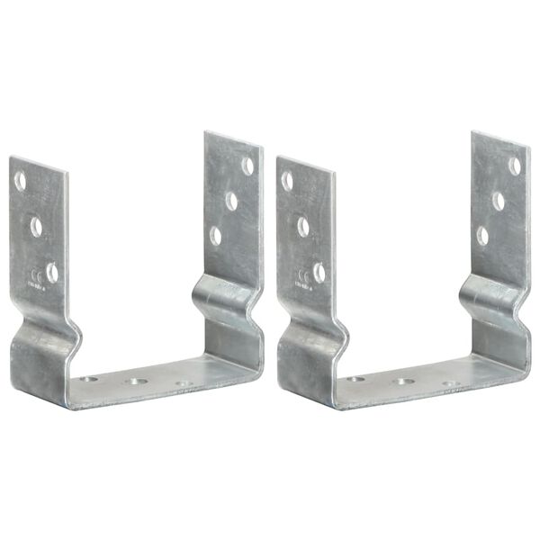 vidaXL Piquets de cl&ocirc;ture 2 pcs Argent&eacute; 14x6x15 cm Acier galvanis&eacute;