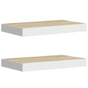 vidaXL &Eacute;tag&egrave;res flottantes 2 pcs Ch&ecirc;ne et blanc 40x23,5x3,8 cm MDF