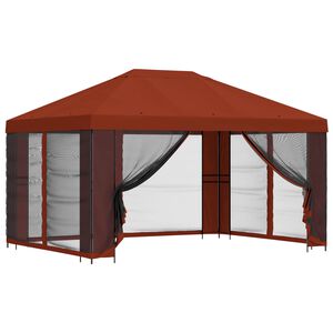 vidaXL Gazebo avec murs lat&eacute;raux 4 &times; 3 m Terre cuite