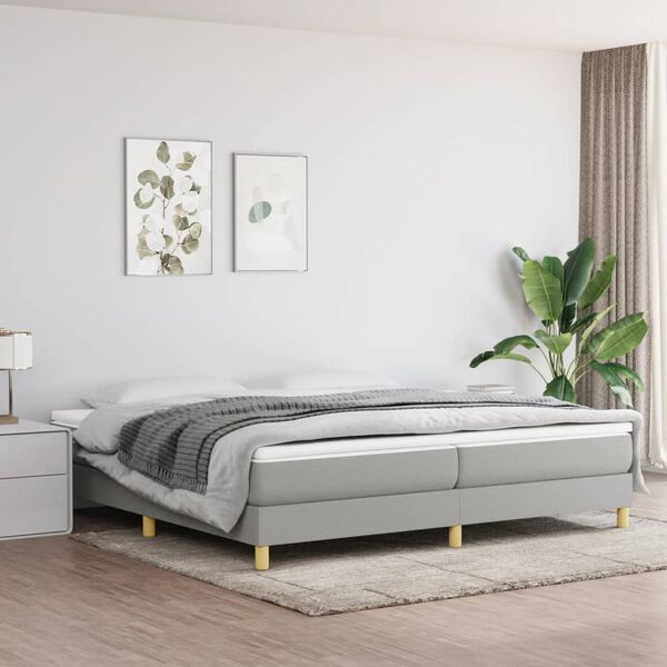 vidaXL Sommier &agrave; lattes de lit avec matelas Gris clair 200x200cm Tissu