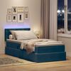 vidaXL Lit avec rangement et LED Bleu fonc&eacute; 90 x 190 cm Velours