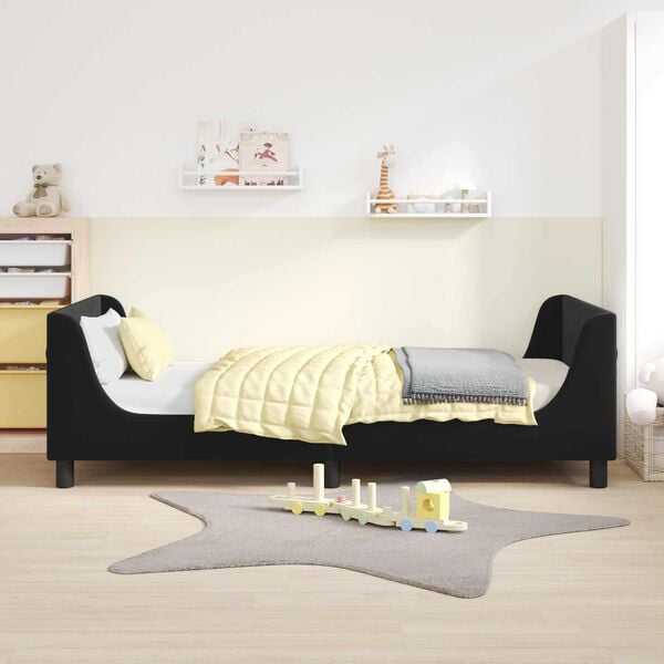 vidaXL Cadre de lit pour enfants avec t&ecirc;te de lit Noir 90 x 200 cm