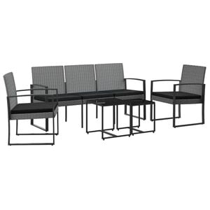 vidaXL Ensemble &agrave; manger de jardin coussins 5 pcs gris fonc&eacute; rotin PP