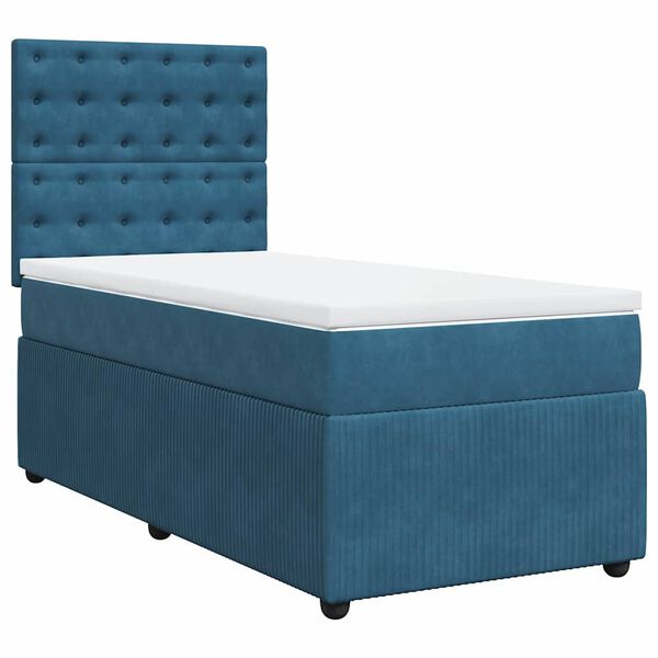 vidaXL Sommier &agrave; lattes de lit avec matelas Bleu fonc&eacute; 100x200 cm