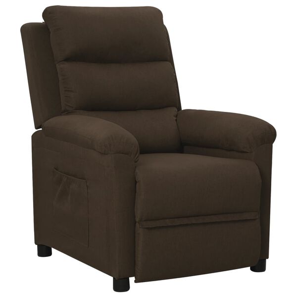 vidaXL Fauteuil inclinable Marron fonc&eacute; Tissu