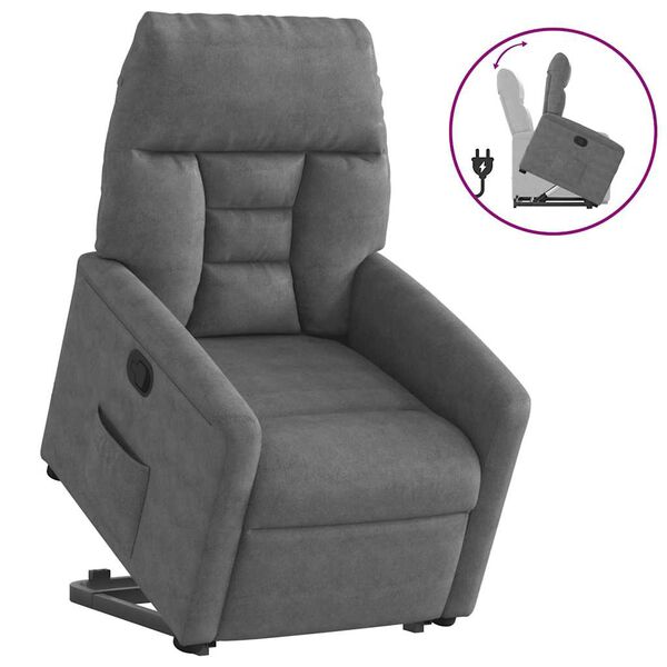 vidaXL Fauteuil inclinable gris fonc&eacute; tissu microfibre