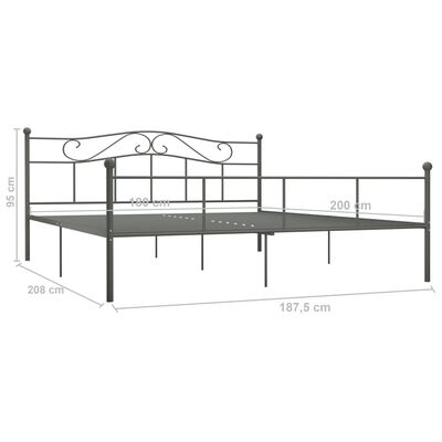 vidaXL Cadre de lit sans matelas gris métal 180x200 cm