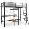 vidaXL Lit superpos&eacute; avec table sans matelas gris m&eacute;tal 90x200 cm