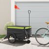 vidaXL Remorque de v&eacute;lo noir et vert 45 kg fer
