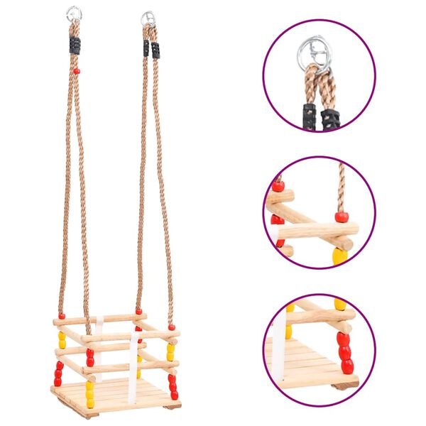 vidaXL Balan&ccedil;oire pour b&eacute;b&eacute; avec ceinture de s&eacute;curit&eacute; Pin solide