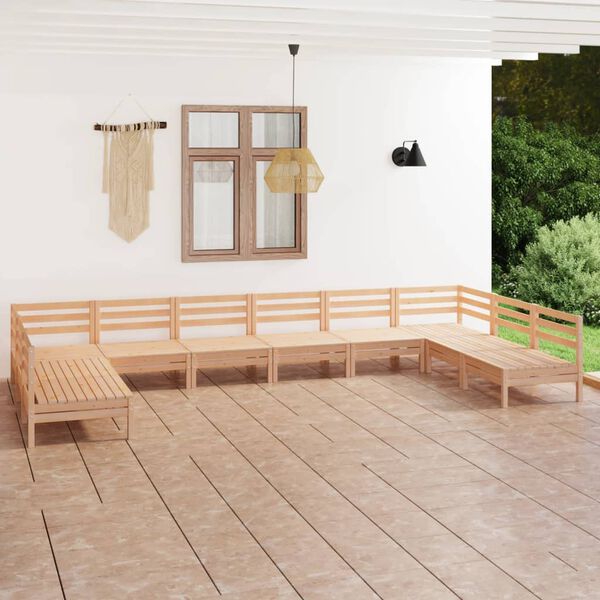 vidaXL Salon de jardin 10 pcs Bois de pin massif