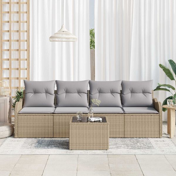 vidaXL Ensemble de canap&eacute; de jardin Beige polyrotin