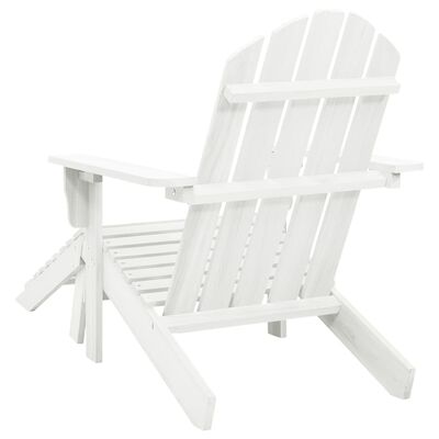 vidaXL Chaise de jardin avec pouf Bois Blanc