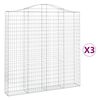 vidaXL Paniers &agrave; gabions arqu&eacute;s 3 pcs 200x30x200/220 cm fer galvanis&eacute;