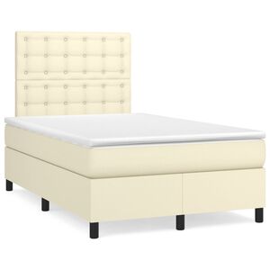 vidaXL Sommier &agrave; lattes de lit avec matelas Cr&egrave;me 120x200cm Similicuir