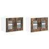 vidaXL Cabinet en verre mural LUCCA 2 pc Ch&ecirc;ne fum&eacute; Bois d'ing&eacute;nierie
