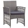 vidaXL Fauteuils de jardin avec coussins 2 pcs gris r&eacute;sine tress&eacute;e