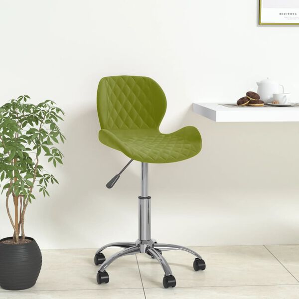vidaXL Chaise pivotante de salle &agrave; manger Vert clair Velours