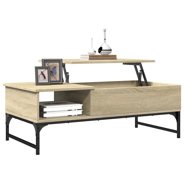vidaXL Table basse ch&ecirc;ne sonoma 100x50x35cm bois d'ing&eacute;nierie et m&eacute;tal