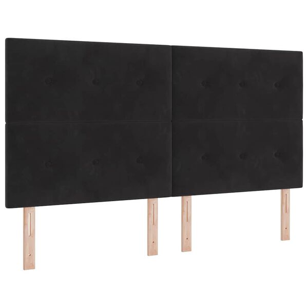 vidaXL Lit &agrave; ressort LED avec matelas Noir 180 x 200 cm tissu