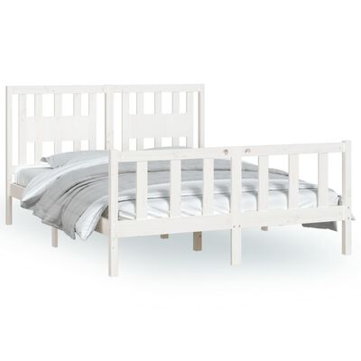 vidaXL Cadre de lit avec tête de lit blanc bois pin massif 120x200 cm